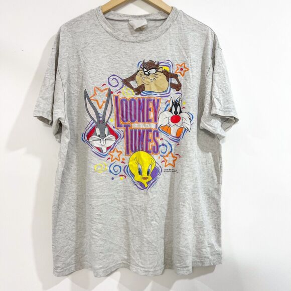 Looney Tunes Other - Vintage Looney Tunes T-Shirt Sz M 1994 Bugs Bunny Tweety Sylvester Taz 90s Gray